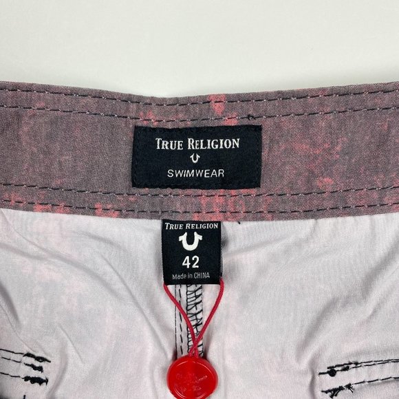 NEW True Religion Boardwalk Board Walk Swim Shorts Mens Size 42 Red Trunks - Picture 6 of 11